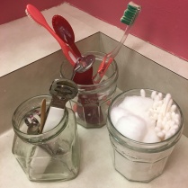 Jars are great, affordable organizers and easy to clean!